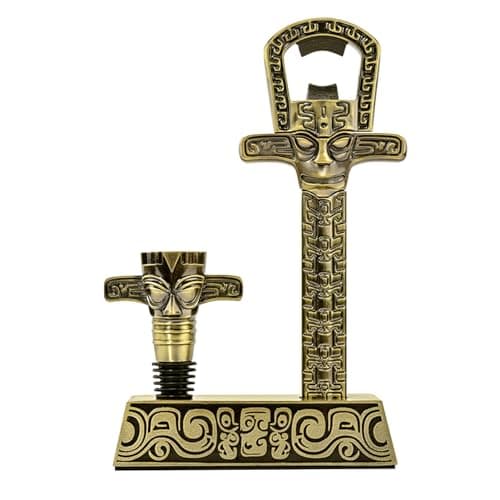 Professional Wine Opener Set for Old & Fragile Corks - 3-in-1 Cork Extractor Removes Older Wine Corks Whole & Intact, Beer Bottle Opener with Elegant Zinc Alloy Base & Stopper Set (Antique Bronze) - Image 1