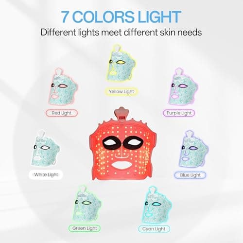Red Light Mask for Face Women - 7 Colors Red Light Face Mask, Face Mask Skincare at Home, Cordless Device, Skin Care Mask Suitable for Women - Thumbnail 6