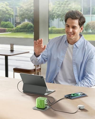 W & O Fast Charger for iPhone17/16/15,60W gan Charger,Retractable Phone Charger Wall Plug with Lightening and Type-C Cables,for iPhone Series, Galaxy S25/24,Android and More（Green） - Thumbnail 5