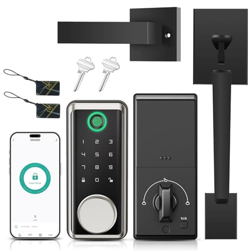 Keyless Entry Door Lock Deadbolt with Handle Set, Smart Locks for Front Door, Digital Door Lock with Keypad Set, Door Code Lock with Touchscreen, Compatible with Alexa, Satin Nickel - Image 1