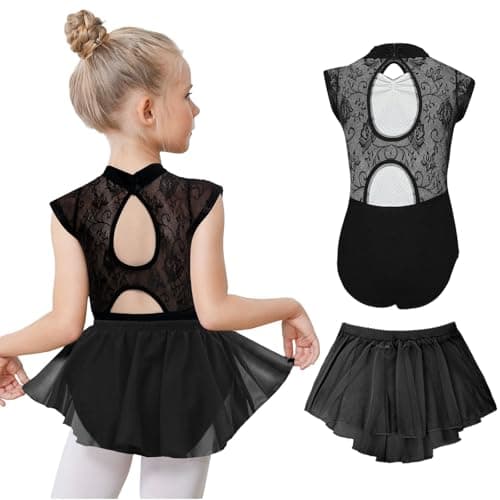Gogokids Girls Ballet Leotards, Toddler Hollow Back Dance Dress with Removable Skirt Combo - Image 1