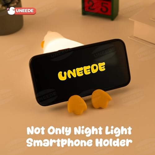 UENEEDE Lying Flat Duck Lamp, 3 Level Dimmable Rechargeable Silicone Night Light, Benson Duck Cute Squishy Touch Sensor Bedside Lamp for Nursery, Breastfeeding, Kids Room Decor - Thumbnail 4