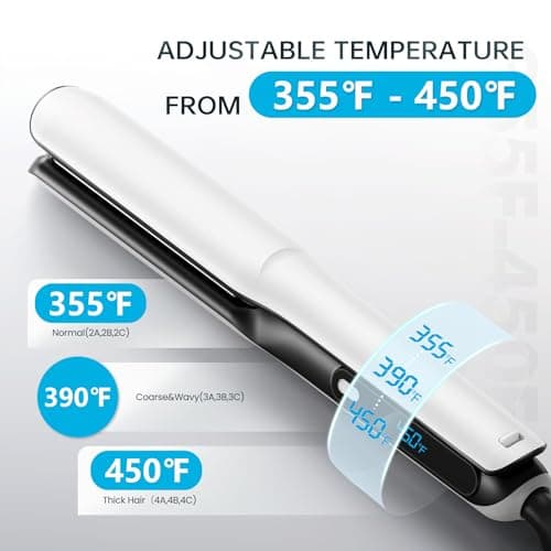 2 in 1 Professional Hair Straightener & Curler, Titanium Plates with Cool Air Fan, 3 Temp Settings (355℉-450℉), Negative Ion for Curly/Thick Hair, Essential Oil Diffuser, Clips & Aromatherapy Pads - Thumbnail 2