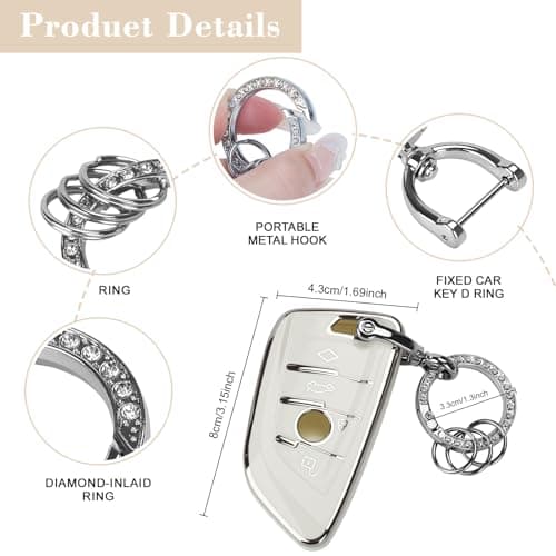 YUBOWEL for BMW Key Fob Cover,fit for BMW 2 5 6 7 Series X1 X2 X3 X5 X6 X7 series | Premium Soft TPU Key Fob Holder - Thumbnail 5