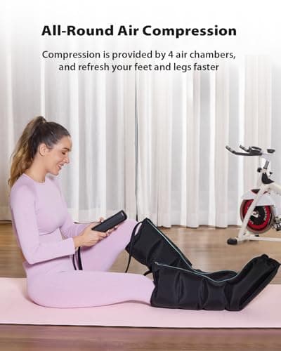 CINCOM Leg Massager for Circulation and Pain Relief, Air Compression Massager for Foot and Leg Helpful for Lymphedema Edema Restless and Relaxation Birthday Gift for Women Men - Thumbnail 2