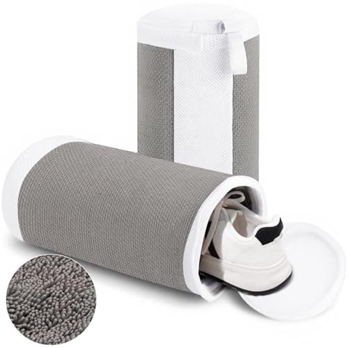 Shoe Washing Machine Bags, 2 PCS Shoe Bag for Washing Machine, 360° Wrap-Around Clean Laundry Bags Reusable Hidden Zipper Cleaning Bag for Tennis Shoes Sneaker Running Shoes, Grey - Image 1