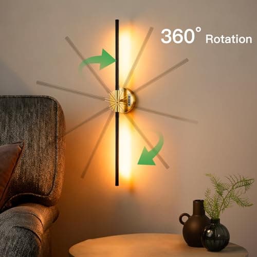 Omnikerlight Battery Operated Wall Sconces with Remote, Dimmable Wall Sconces Set of 2, 3000K/4500K/6000K, 360° Rotate, Rechargeable Wall Lights for Living Room Bedroom Hallway - Thumbnail 5