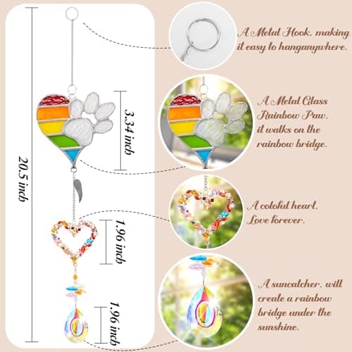 VOFSTAND Pet Memorial Suncatcher, Dog Memorail Gifts of Loss Dogs and Cats with Sympathy Card - Thumbnail 3