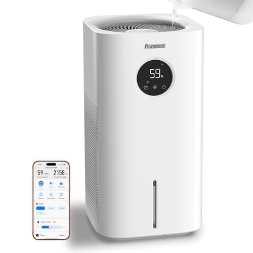 Powerscale MF6 Smart Evaporative Humidifiers for Home, 1.8 Gal Top-Fill, Up to 700mL/h Mist-Free Output, WiFi Smart Touchscreen Control, Auto Filter Dry, Electrolysis Self-Clean, Quiet Sleep Mode