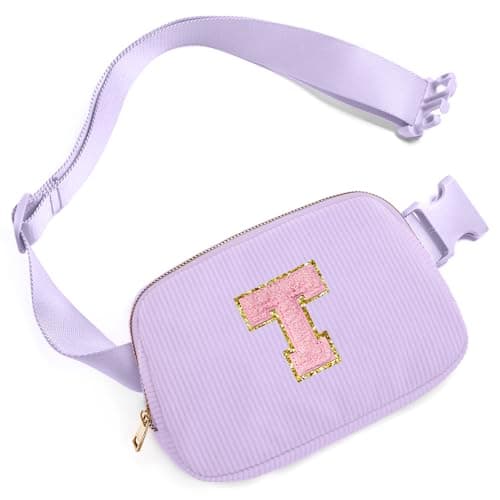 Gitus Girls Birthday Gifts for 10-16 Year Olds - Initial Fanny Pack Belt Bag Crossbody Bag - Trendy Personalized Preppy Stuff (Lavender-T) - Image 1