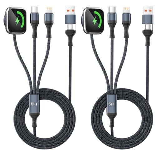 Firsting 3 in 2 USB A/C Multi Charger Cable for iWatch Charger/iPhone 17 Charger/IP Cable, Travel Essentials for Multiple Charger Cord Compatible with iPhone 17-11/iWatch All Series 5FT 2PS - Image 1