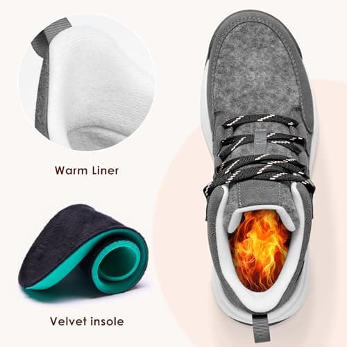 AIRHAS Women's Winter Warm Snow Boots for Women Comfortable Water-Resistant Womens Ankle Boots Fashion Booties(dark_grey,8.5) - Thumbnail 4