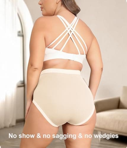 Lastshe Women’s Plus Size Underwear Full Coverage Seamless Underwear No-roll Ladies Briefs 4-Pack,Black,3X - Thumbnail 2