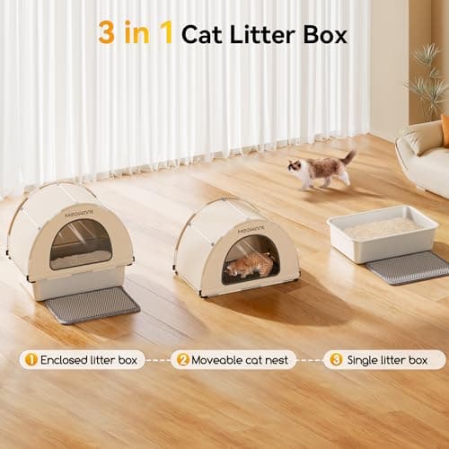 Meowant Stainless Steel Cat Litter Box, Extra Large Metal Litter Box with High Sided Oxford Fabric Cover & Extendable Scoop, Leakproof & Non-Sticky, Odor Control, No-Bend Cleaning - Thumbnail 6