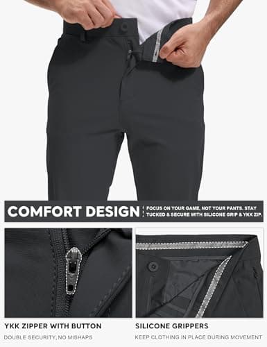 AOHIKE Mens Golf Pants Lightweight Stretch - Moisture-Wicking Business Work Casual Pants with Pockets, Black - Thumbnail 5