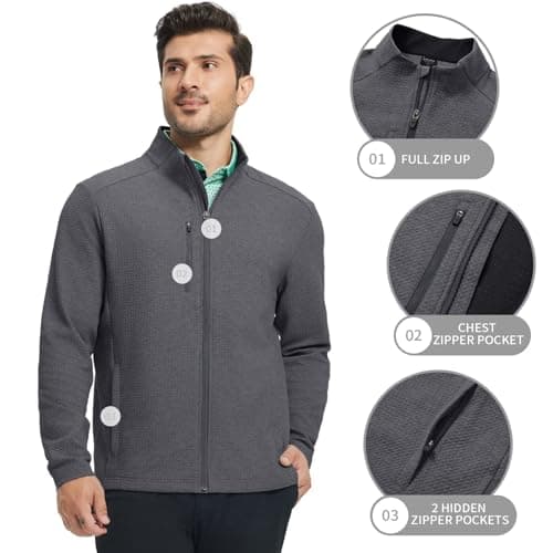 M MAELREG Mens Casual Jacket Performance Stand Collar Long Sleeve Sweater Insulated Jacket Texture Warm Winter Coat - Thumbnail 4