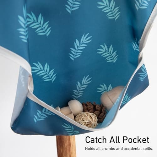 CIVARUA KIDS 3-Pack Waterproof Baby Bibs for Eating - Mess Proof Lightweight Toddler Feeding Bibs with Large Food Catcher, Food-Grade Baby Eating Essentials, Easy to Put On & Clean(Blue Dinosaur) - Thumbnail 4