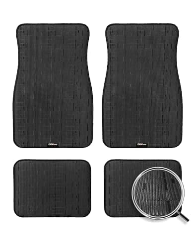 OEMATS Ultra Durable Car Floor Mats, Premium PVC Coil All-Weather Automotive Floor Mats, Universal Fit with Anti-Slip Nibbs Backing, Waterproof | Wear Resistant | Flame Retardant, Black 4PCS
