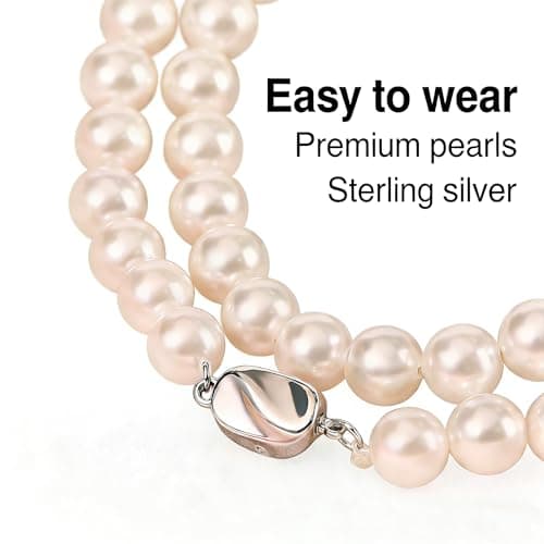 COYATE Freshwater Pearl Necklace Set Includes Bracelet and Earrings 7-9mm Genuine Pearl Set Jewelry for Women Gift for Mother's Day, Anniversary, Birthday, Valentine's Day, Wedding - Thumbnail 5