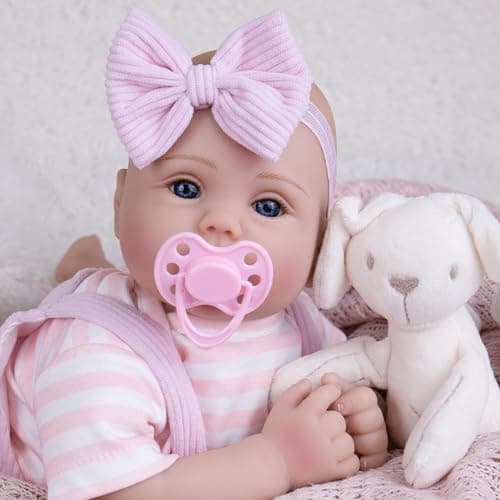 Milidool Lifelike Reborn Baby Dolls Realistic Baby Girl Dolls 18Inch Newborn Baby Girl with Pink Doll Clothes with Elephant Pattern for Kids Age 3+ - Image 1