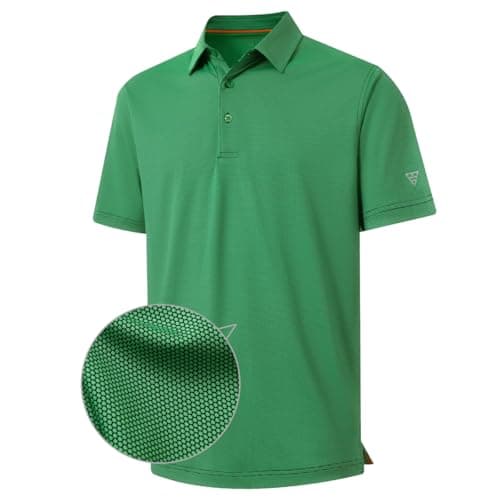 M MAELREG Mens Polo Shirts Short Sleeve Dry Fit Moisture Wicking Jacquard Performance Sport Golf Shirts for Men Green - Image 1