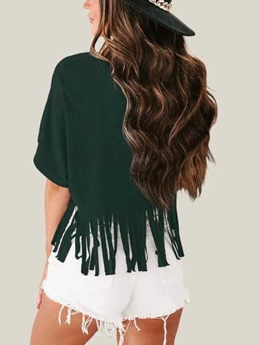 Graphic Tees for Women Flowers Shirt Casual Summer Boho Floral T Shirt Fringe Top Aesthetic Flowers Moon T-Shirt - Thumbnail 4