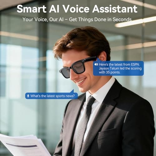 AI Smart Glasses with Camera, 1080P Video Recording Glasses, 8MP Camera Glasses, Real Time Translation, ChatGPT AI Voice Assistant, Open-Ear Audio,Sunglasses with Color-Changing Clear and Green Lenses - Thumbnail 4