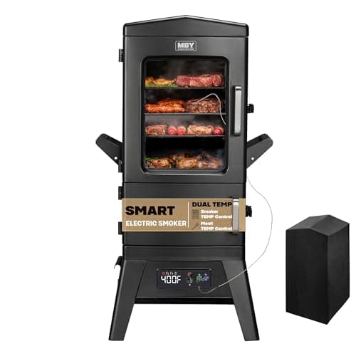 Digital Electric Smoker with Cover, LED Display Build in Meat Probe Large Capacity BBQ Smokers, 4 Racks Smoke More with 633 sq in Cooking Area - Image 1