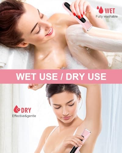 Bikini Trimmer for Women Pubic Hair,Electric Razors with Dual Heads for Body, Rechargeable IPX7 Waterproof Bikini Shaver for Travel,Facial Hair Remover for Leg Arm Face - Thumbnail 3