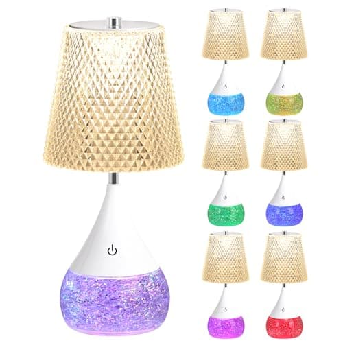 LKUA 7-Color Changing LED Night Light - Soothing Mood Lamp for Bedroom, Living Room & Office - Relaxing Flashing Glass Decoration Light ((French Country))