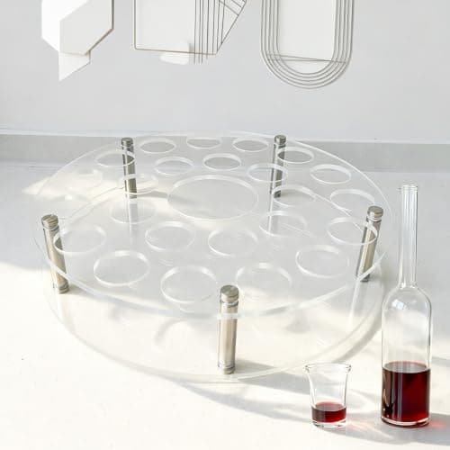 Shot Glass Tray Holder 1.5 Inch Hole Glasses Tray Convenient Serving Tray Wine Cup Organize Rack for Vodka Tequila Whiskey Liquor Gifts Party Weddings Club (25 Hole) - Image 1