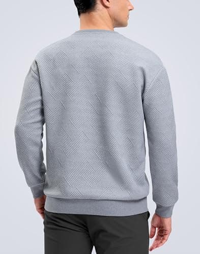 G Gradual Mens Sweatshirt Geometric Textured Crewneck Sweater Long Sleeves Casual Dressy Pullover Shirts, Heather Grey, M - Thumbnail 3