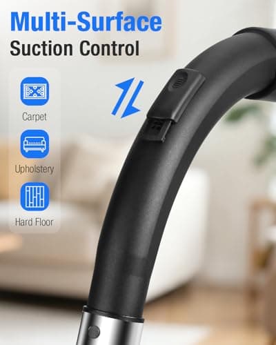 Zefiro Max 1600W Bagless Canister Vacuum Cleaner, 40kPa Powerful Suction, Lightweight, Auto Cord Rewind, HEPA Filter, Corded Vacuum for Floors, Carpets, Pet Hair in Homes & Apartments, Larger Capacity - Thumbnail 6