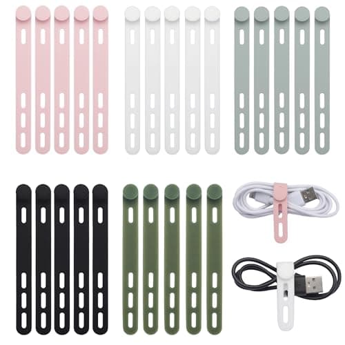 25 Pcs Silicone Cable Ties, Reusable Cord Organizers, Umbrellas Wraps & Cable Ties for Wires and Charging Cords Management – Home, Office, Kitchen, Travel Accessories - Image 1