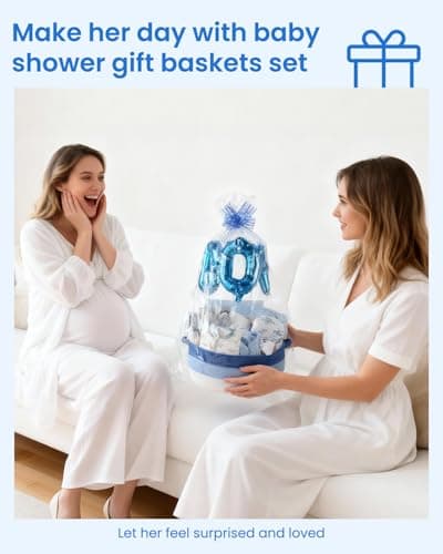 25-Pcs Luxury Baby Boy Gift Basket Set, Blue (0-12M Newborn) | Premium Baby Shower Gifts with Keepsake Memory Book. Ultimate Newborn Essentials in Woven Basket for Unforgettable Welcome Mom Gift - Thumbnail 5