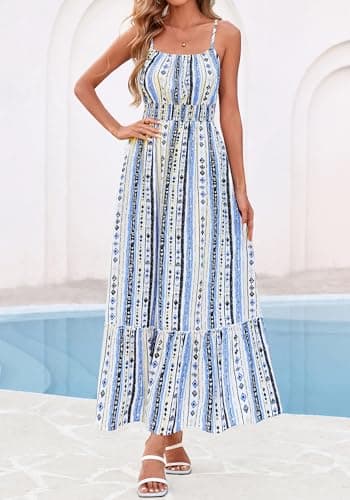 BTFBM Summer Dresses for Women 2026 Sleeveless Spaghetti Strap High Waist Boho Beach Vacation Clothes Spring Maxi Dress(Print Blue Apricot, Large) - Thumbnail 5