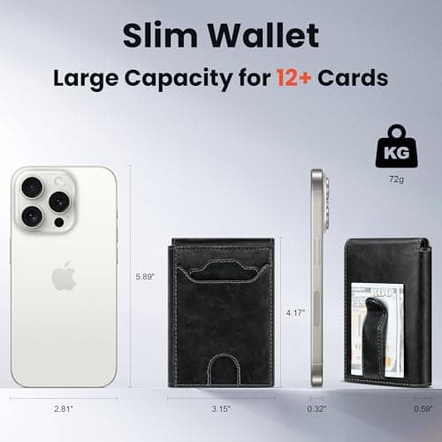 furid Leather Slim Wallet for Men Minimalist: Magnetic Closure Bifold Front Pocket Wallets with Money Clip - Rfid Credit Card Holder Wallet - Gifts for Men at Birthday - Thumbnail 6