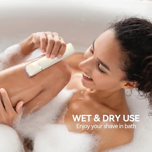 unibono 3-in-1 Electric Razor for Women - Waterproof Bikini Trimmer,Rechargeable Electric Shaver for Lady,Pubic Hair Trimmer Women,Personal Trimmer Groomer for Body Hair (Cream, LY) - Thumbnail 6