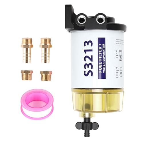 S3213 Fuel Water Separator Filter Assembly Kit - 10 Micron Marine Boat Filter for Mercury Yamaha Outboard Motor - Replaces S3214, 35-60494-1, 18-7932-1, 18-17928, 35-809097 Fuel Water Separator Filter