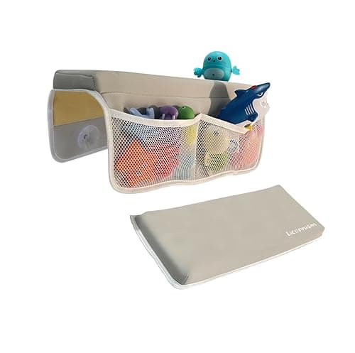 Licornism Comfortable Bath Kneeler and Elbow Rest Pad Set- Thick Non-Slip Memory Foam Bath Mat Set,Quick Dry Baby Bathtub Cushion with Storage Toy Organizer Pockets - Image 1