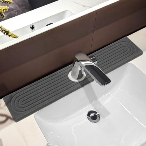 Faucet Mat For Kitchen Sink, 20" Diatomite Absorbent Faucet Mat, Sink Stone Quick Dry Around Faucet, Super Absorbent, Sink Splash Guard For Kitchen Counter (Gray) - Image 1