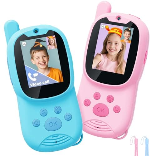 Eveedo Video Walkie Talkies for Kids,2 Pack Rechargeable Kids Walkie Talkies Can Send Message,Christmas Birthday Gifts for Kid Age 3-12,Portable Toddler Toy for 4 5 6 7 8 9 Year Old Girl Boy Pink/Blue - Image 1