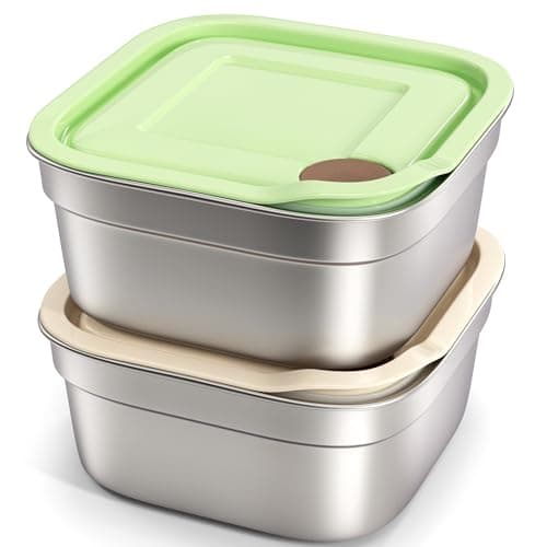 QCQHDU Sandwich Containers, 20oz Stainless Steel Sandwich Box with Lids, Reusable Metal Meal Prep Lunch Boxes, BPA-Free, Dishwasher Safe, Food Storage Salad Snack Containers for Snacks, Fruits, 2 Pack - Image 1