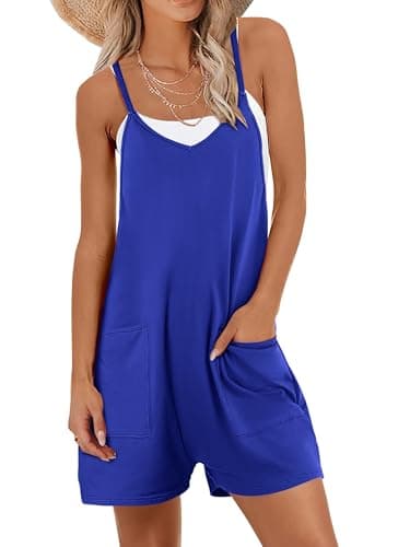 Caracilia Romper for Women Summer Casual Sleeveless Loose Overall Spaghetti Strap Shorts Jumpsuit 2026 Beach Vacation Clothes - Image 1