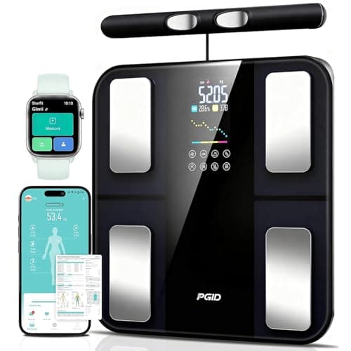 PGID Smart Scale for Body Weight,8-Electrode Digital Bathroom Scale for Weight Fat BMI Muscle Mass Full Body Composition Analyzer 28 Measurements Accurate Weighing Machine Syncs w App for 24 Users