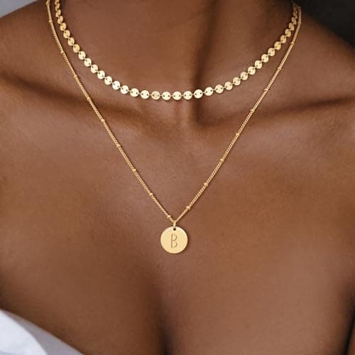 BENEIGE Initial Necklace for Women 14K Gold Plated Letter Pendant Necklaces Dainty Gold Layered Necklace Jewelry For Women - Thumbnail 3