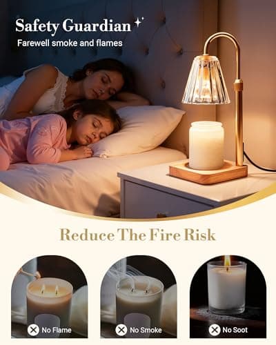 Marycele Candle Warmer Lamp with Timer & Dimmer - Valentines Day Gifts for Women Her Mom, Aesthetic Valentines Decor, Adjustable Height Wax Melter for Large Jar & 3-Wick Candles (2 Bulbs Included) - Thumbnail 3