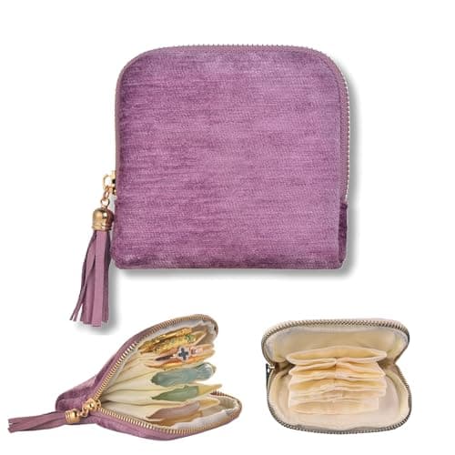 Zeelooroo Small Travel Jewelry Case, Soft Velvet Organizer Pouch for Bangle, Bracelets, large Earrings, Beaded necklace, Anti-Scratch & Portable Jewelry Bag Holder for Travel & Everyday Use (Purple) - Image 1