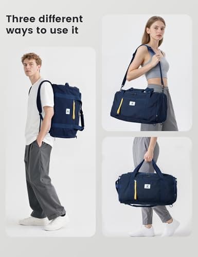 SKYSPER Gym Bag Men Women - 40L Sports Bag Duffle Backpack with Shoe Compartment Wet Pocket for Fitness,Sport,Travel & Workout(Navyblue) - Thumbnail 5