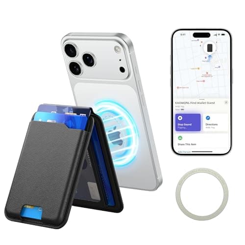 KAOWQNL for MagSafe Wallet with Apple Find My,Strongest Magnetic 9 Cards Holder& Includes Magnetic Plate for All iPhones, Adjustable Stand, RFID Blocking for iPhone 17/16/15/14/13/12 Series (black) - Image 1